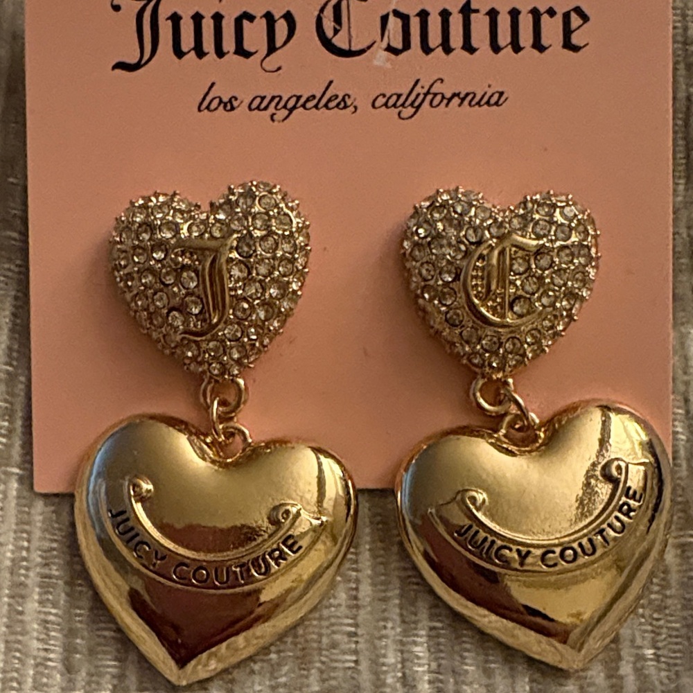 Juicy Couture Gold Heart Drop Earrings